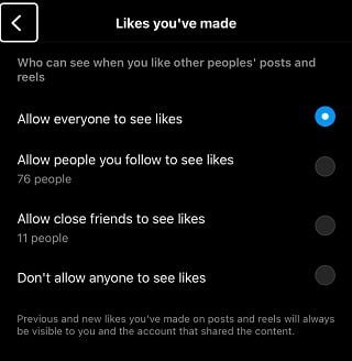 Instagram hide likes