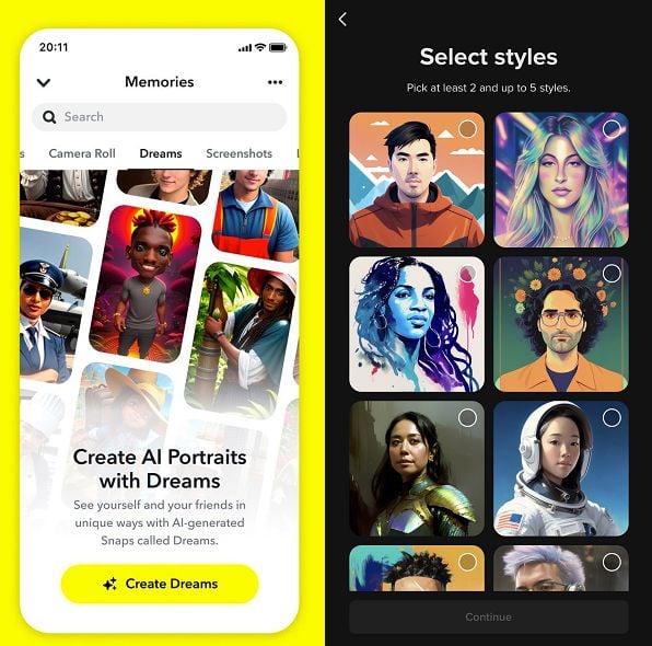 Snapchat TikTok AI examples