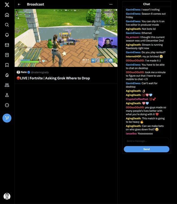 X livestream chat