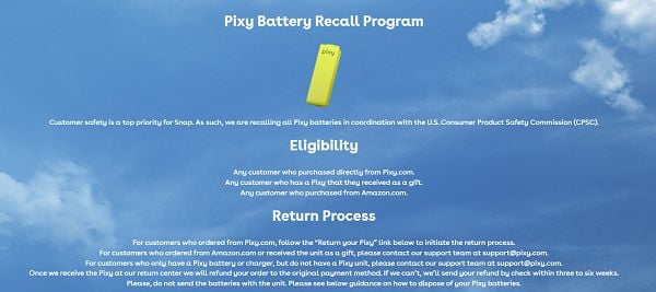 Snap Pixy recall