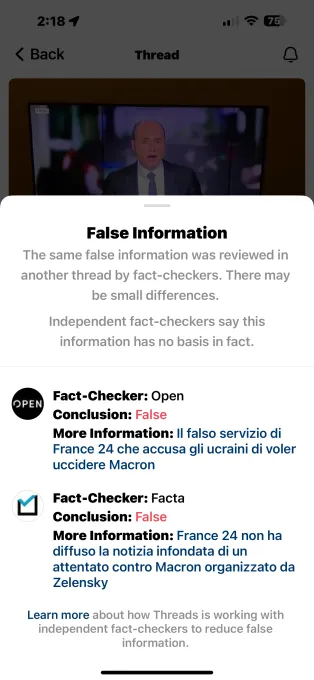 Threads fact check