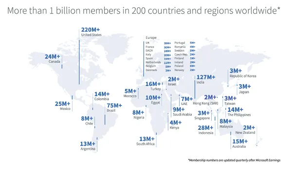 LinkedIn member map