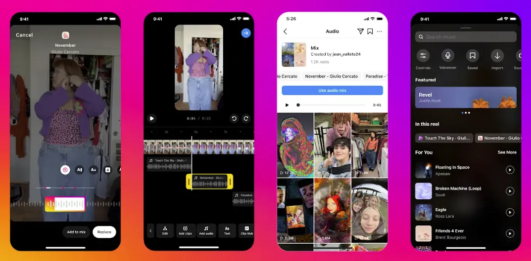 Instagram multiple audio tracks